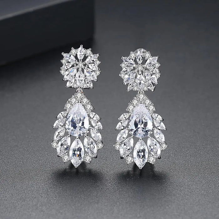 Sparkling Cubic Zirconia Bridal Chandelier Earrings - The Wedding Garter