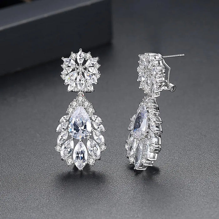 Sparkling Cubic Zirconia Bridal Chandelier Earrings - The Wedding Garter