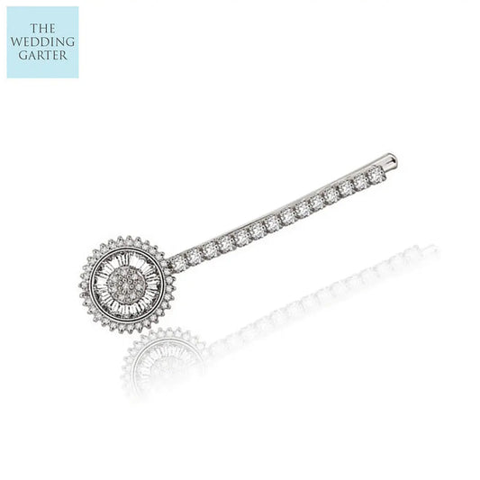 cubic zirconia silver hair pin