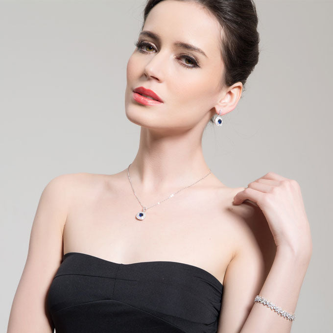 Sparkling Silver Pave CZ Diamond Bridal Earrings (2 Colours) - The Wedding Garter