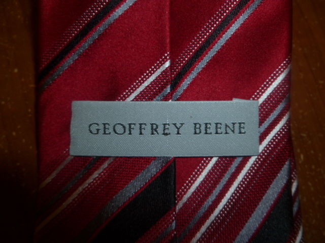 Striking 100% Silk Geoffrey Beene Fire Engine Red Tie with Black Stripes - Diamonds Sapphires Rubies Emeralds