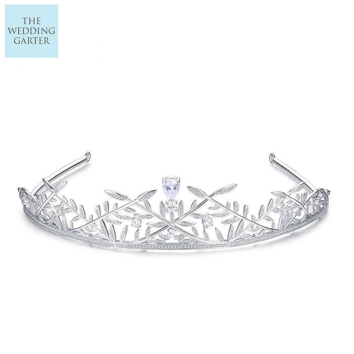 Stunning Clear Cubic Zirconia Bridal Tiara - The Wedding Garter