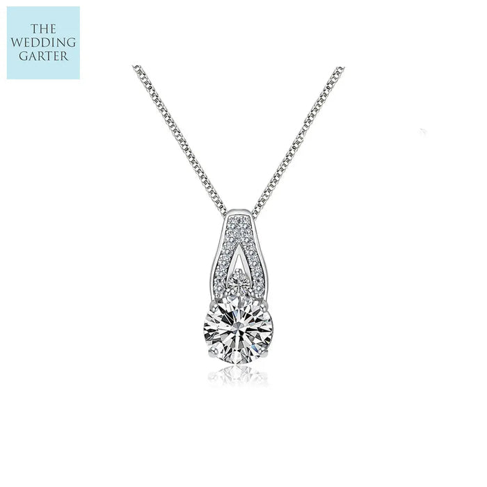 Stunning Cubic Zirconia Sterling Silver Bridal Necklace - The Wedding Garter