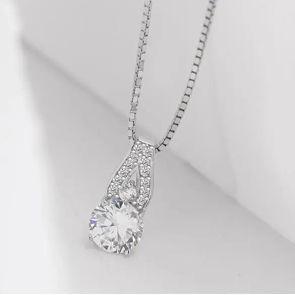Stunning Cubic Zirconia Sterling Silver Bridal Necklace - The Wedding Garter