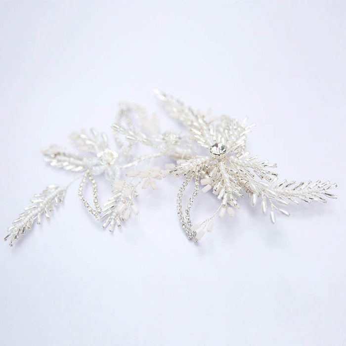 Stunning Floral Bridal Headpiece Clip With Pearls - The Wedding Garter