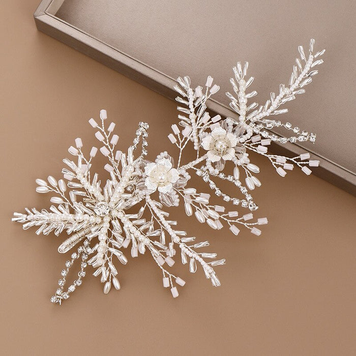 Stunning Floral Bridal Headpiece Clip With Pearls - The Wedding Garter