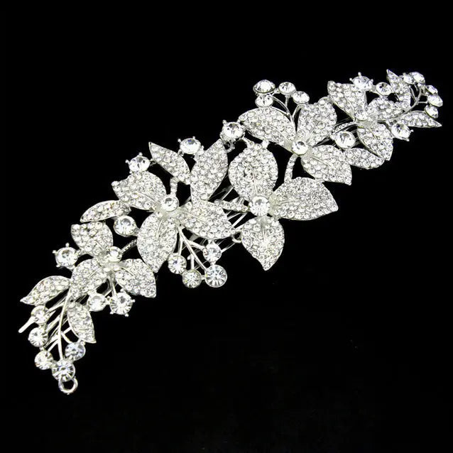 Stunning Floral Crystal Bridal Headpiece Comb For Brides - The Wedding Garter