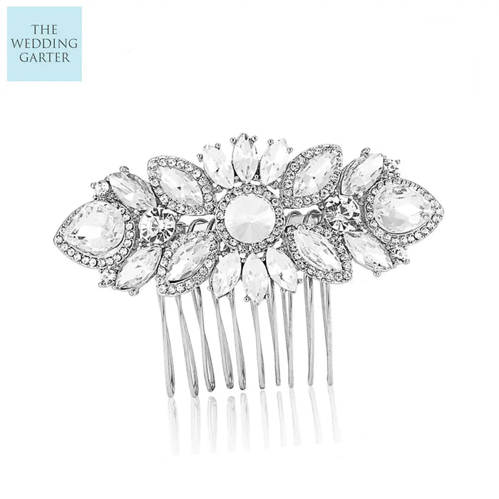 Stunning Gold Art Deco Crystal Bridal Hair Comb - The Wedding Garter