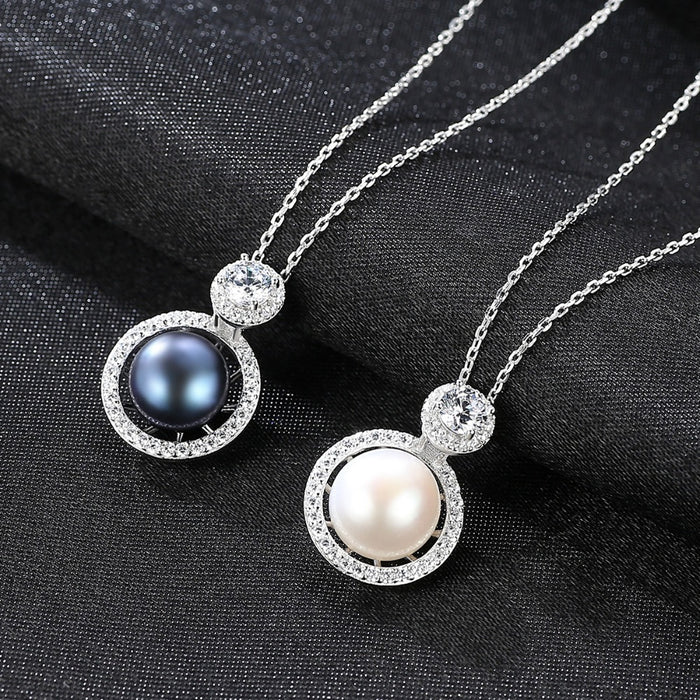 Stylish Ivory Pearl & CZ Pendant Wedding Necklace - The Wedding Garter