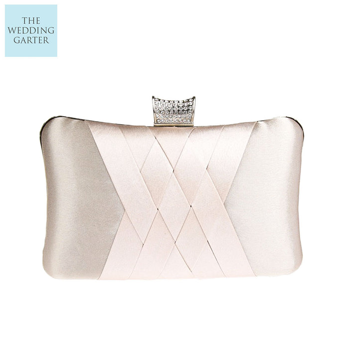 Stylish Navy Blue Satin Evening Bag Online - The Wedding Garter