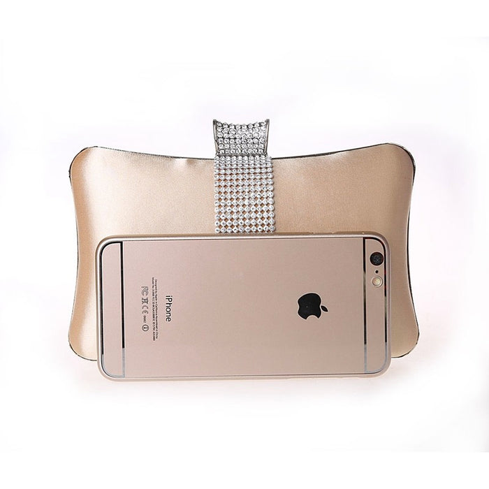 Stylish White Satin Rhinestone Wedding Evening Bag - The Wedding Garter