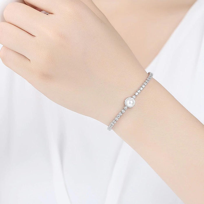 Sweet Pearl & Cubic Zirconia Women's Bracelet - The Wedding Garter