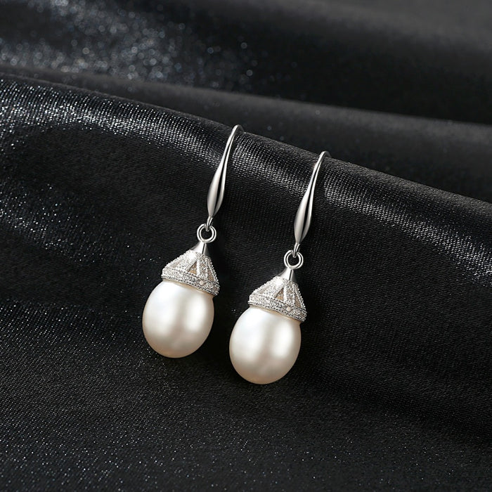 Tahitian Freshwater Pearl & CZ Diamond Sterling Silver Earrings - The Wedding Garter