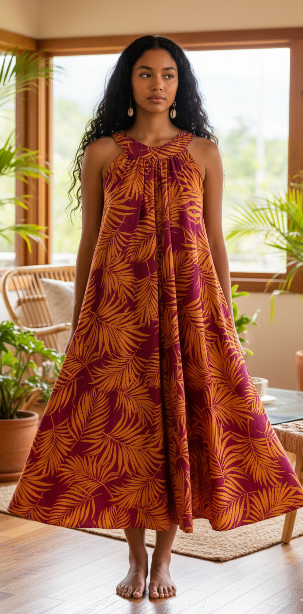 Fuschia Orange Palm Leaves / S/M