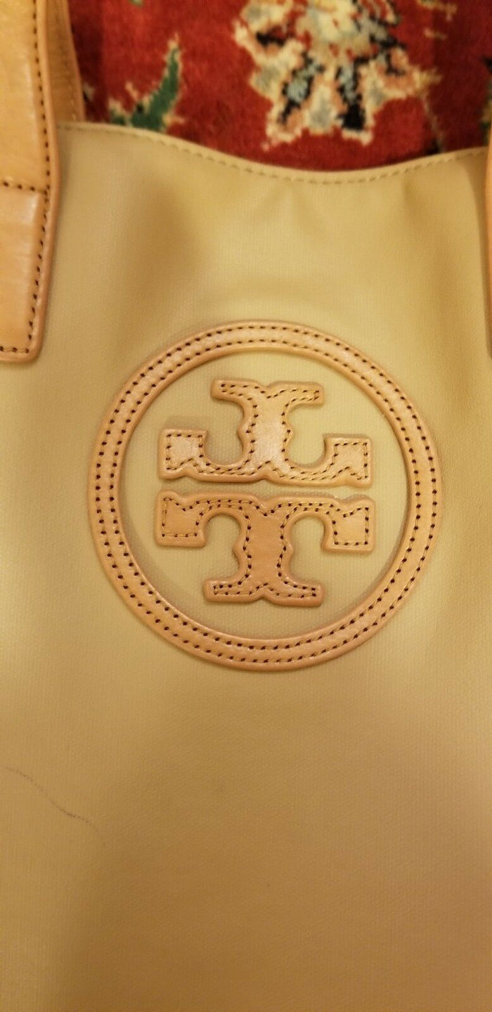 Tory Burch Large Tote Beige and Red - Diamonds Sapphires Rubies Emeralds