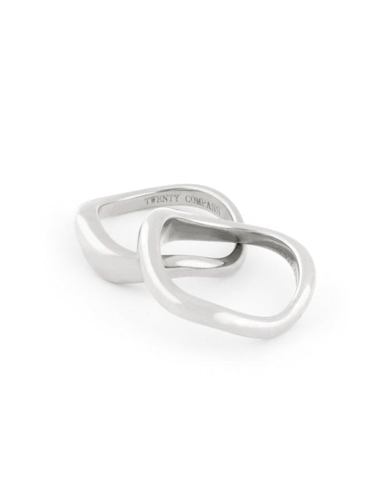 TWENTY COMPASS Duo de Bague Courbe - Acier Inox