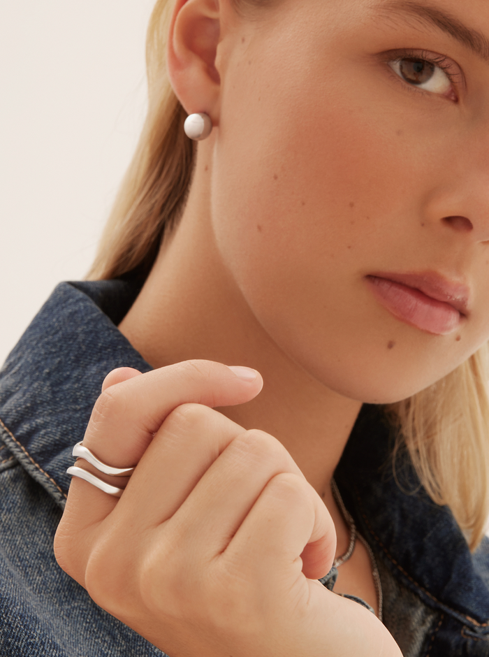 TWENTY COMPASS Duo de Bague Courbe - Acier Inox