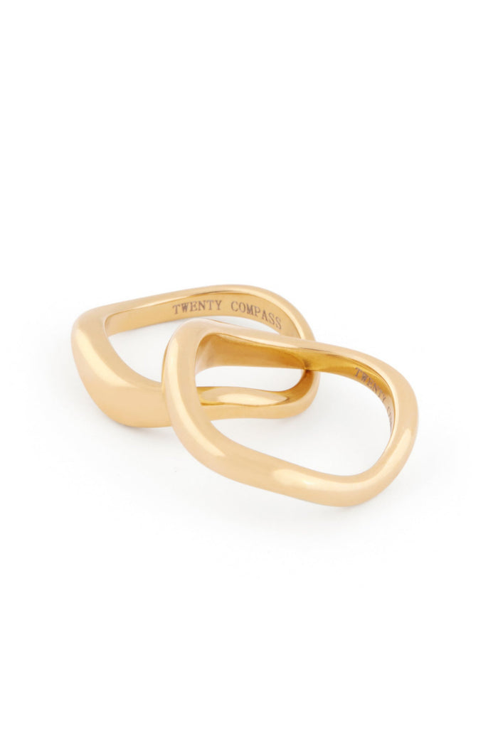 TWENTY COMPASS Duo de Bague Courbe - Or