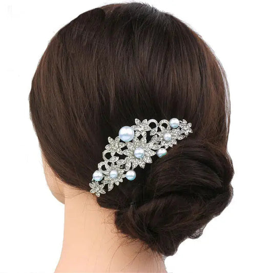 blue pearl wedding headpiece