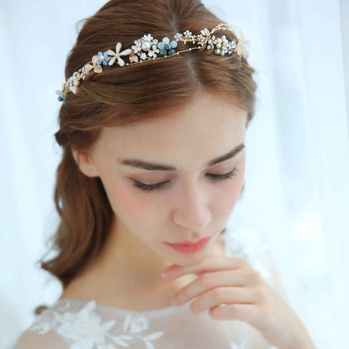 pretty blue wedding headpiece