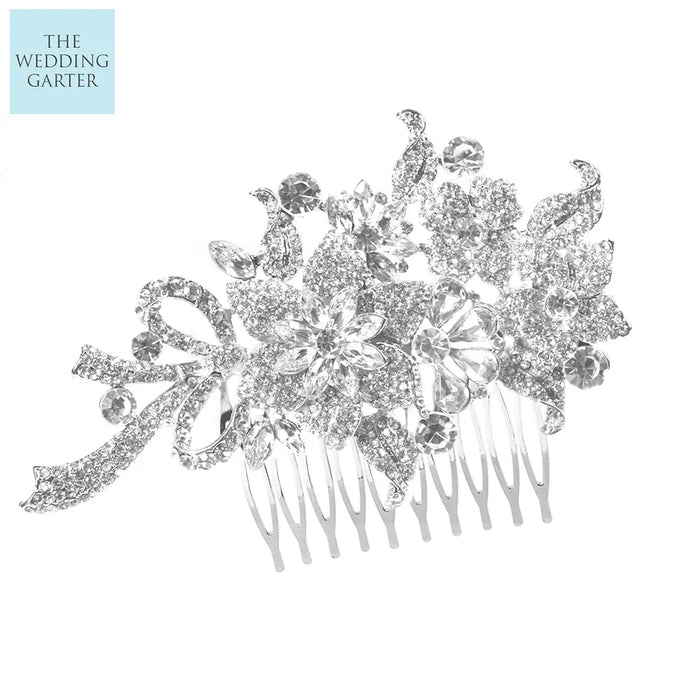 Unique Crystal Floral Vintage Style Bridal Hair Comb - The Wedding Garter