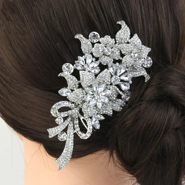 Unique Crystal Floral Vintage Style Bridal Hair Comb - The Wedding Garter