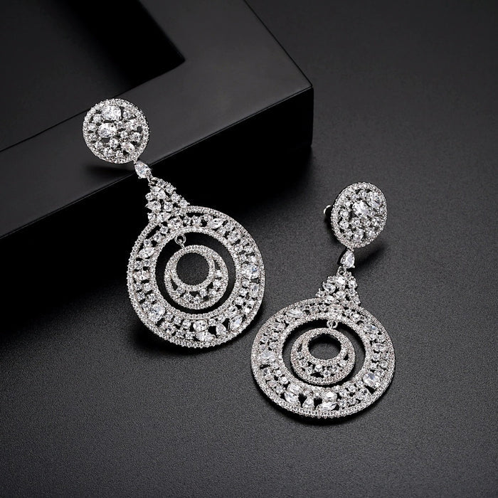 Unique Round Big Statement CZ Wedding Earrings Online - The Wedding Garter