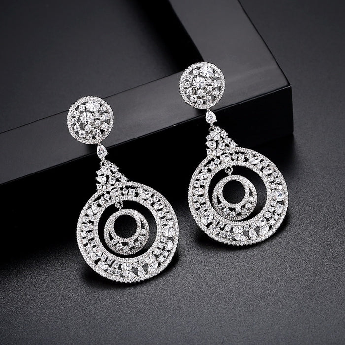 Unique Round Big Statement CZ Wedding Earrings Online - The Wedding Garter