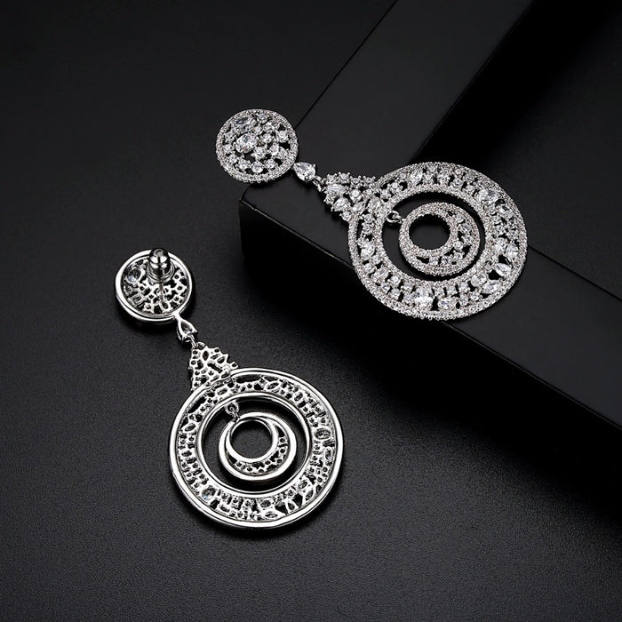 Unique Round Big Statement CZ Wedding Earrings Online - The Wedding Garter