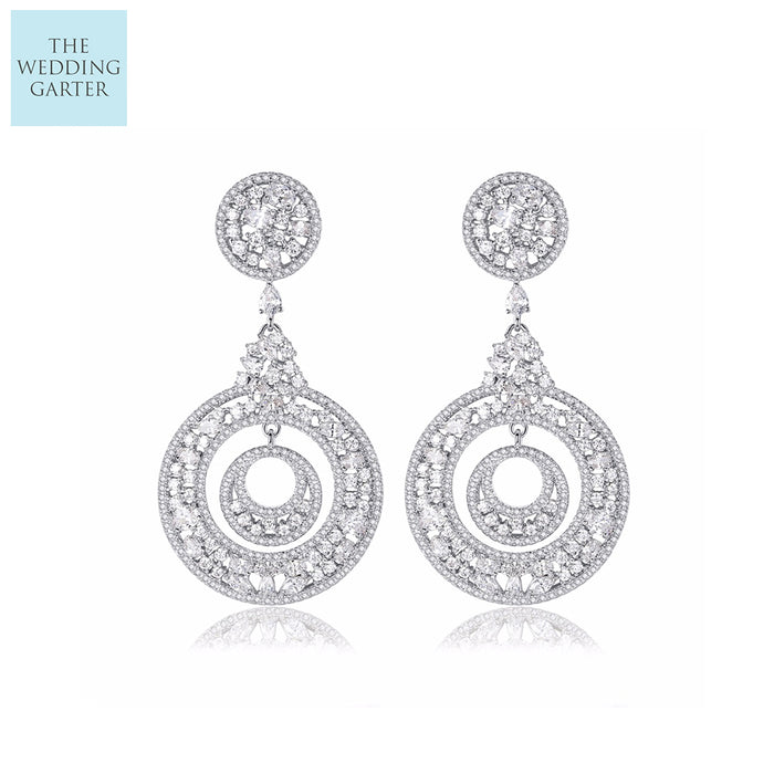 Unique Round Big Statement CZ Wedding Earrings Online - The Wedding Garter