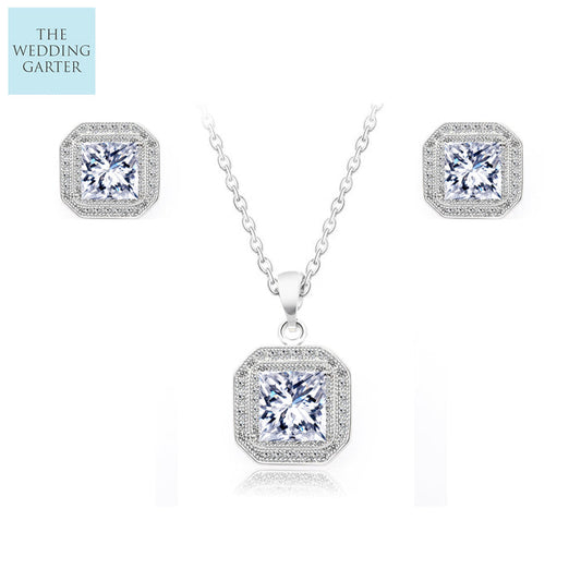 square zircon jewellery set