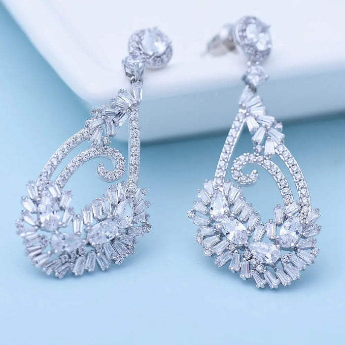 Unique Statement Cubic Zirconia Wedding Earrings - The Wedding Garter