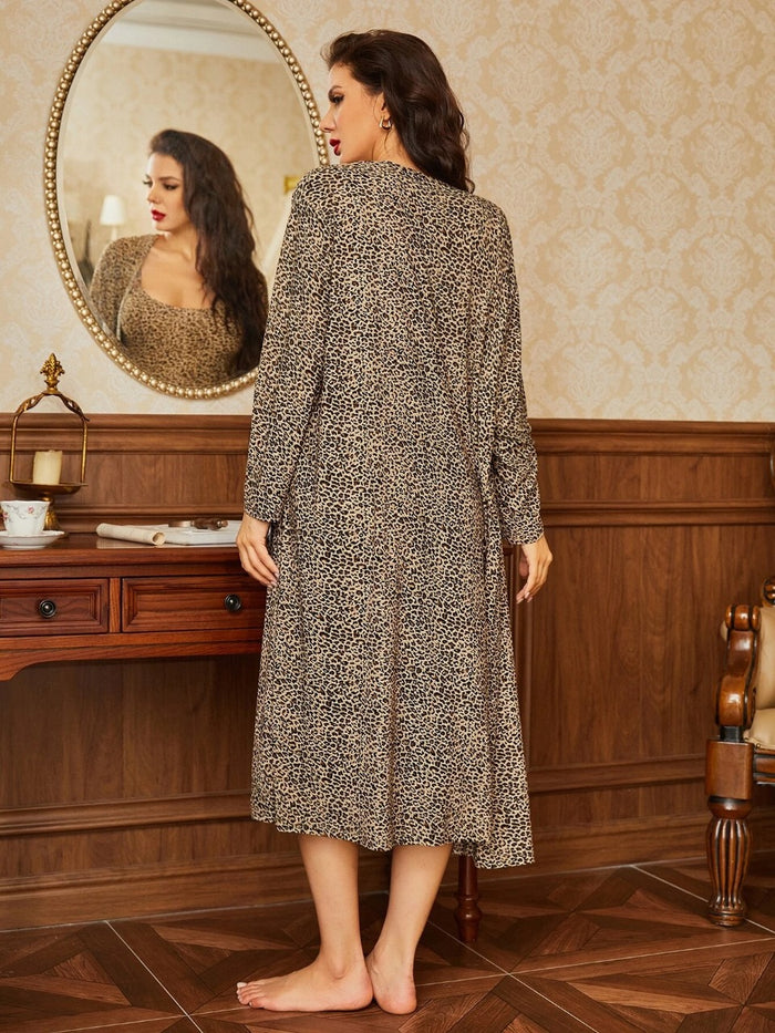 Unity Leopard Open Front Robe & Cami Dress PJ set
