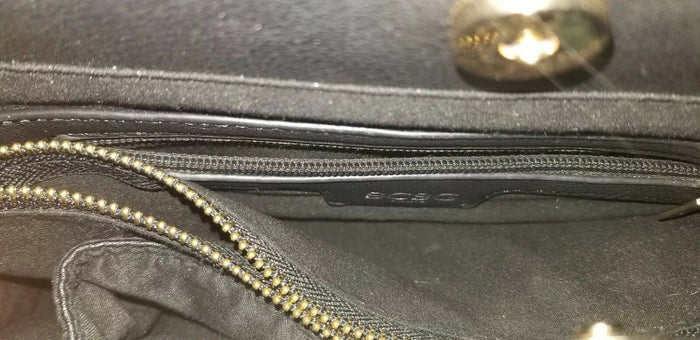 Used Womens BCBG Paris Black HandBag - Diamonds Sapphires Rubies Emeralds