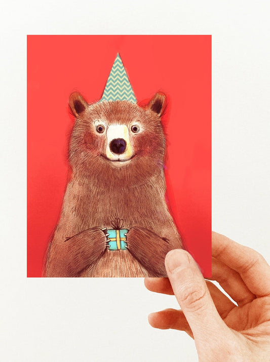 VALERIE BOIVIN Carte de Souhait - Ours Rouge