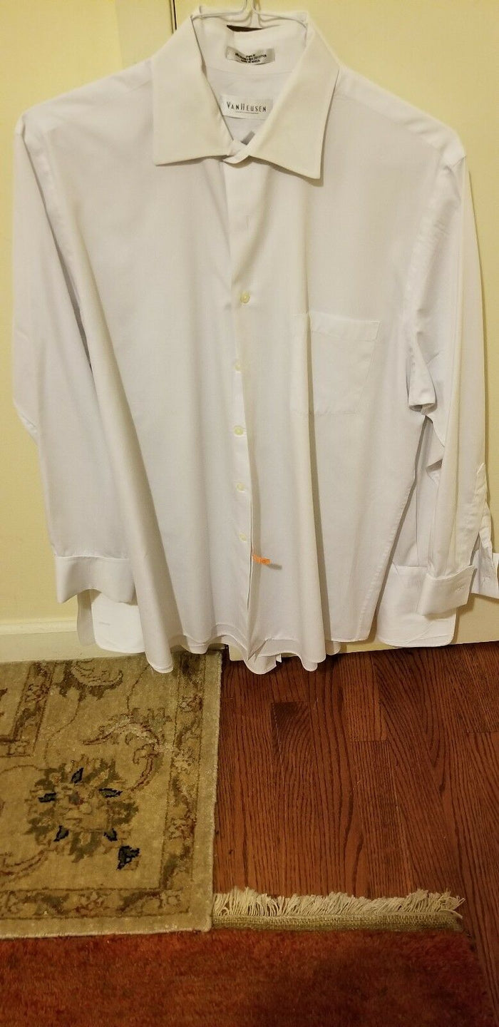 Van Heusen Easy Care White Poplin Spread Collar Dress Shirt Size 16 32/33 - Diamonds Sapphires Rubies Emeralds