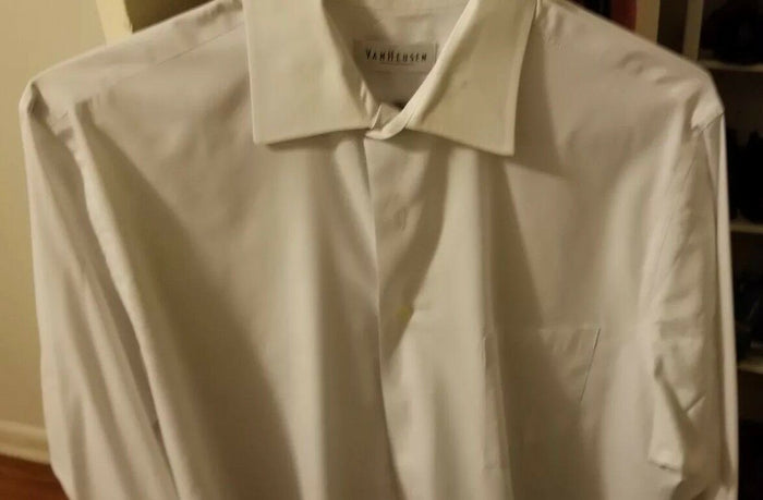 Van Heusen Easy Care White Poplin Spread Collar Dress Shirt Size 16 32/33 - Diamonds Sapphires Rubies Emeralds