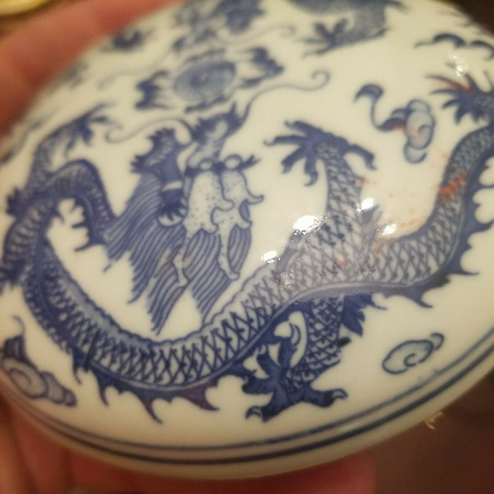 Vintage Chinese Porcelain Signed Dragon Box