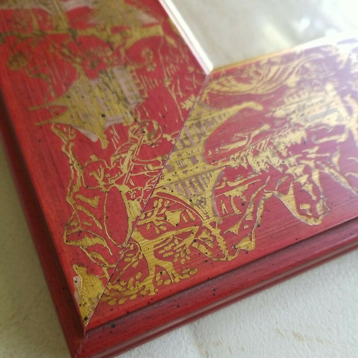 vintage chinoiserie Red Lacquer Designer Frame