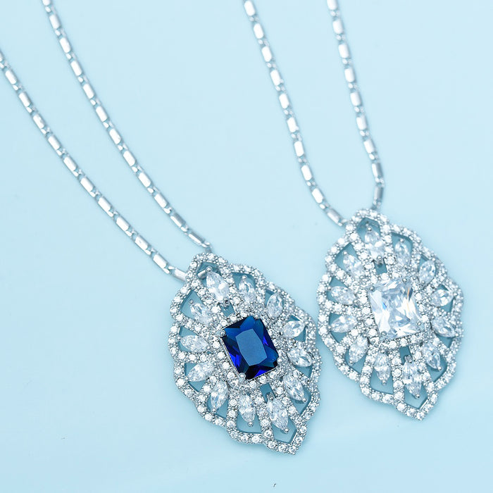 Vintage Style Blue CZ Diamond Bridal Jewellery Set - The Wedding Garter