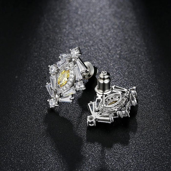 Vintage Style Yellow Cubic Ziconia Stud Earrings - The Wedding Garter
