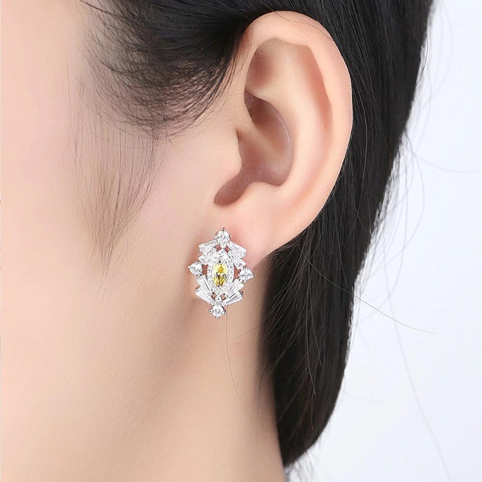 Vintage Style Yellow Cubic Ziconia Stud Earrings - The Wedding Garter