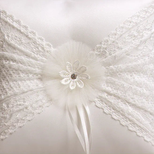 Vivian Ivory Satin Ring Cushion Wedding Favours Accessories - The Wedding Garter