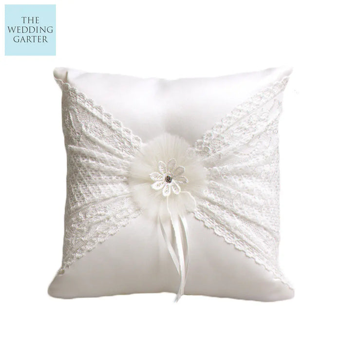 Vivian Ivory Satin Ring Cushion Wedding Favours Accessories - The Wedding Garter
