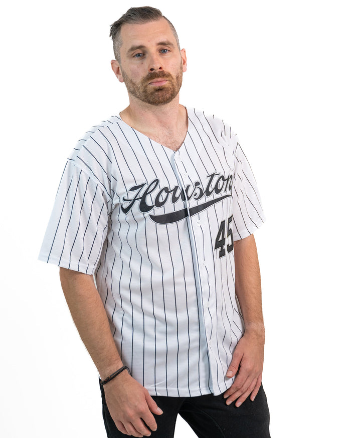 White-Black Pinstripe Custom Baseball Jersey