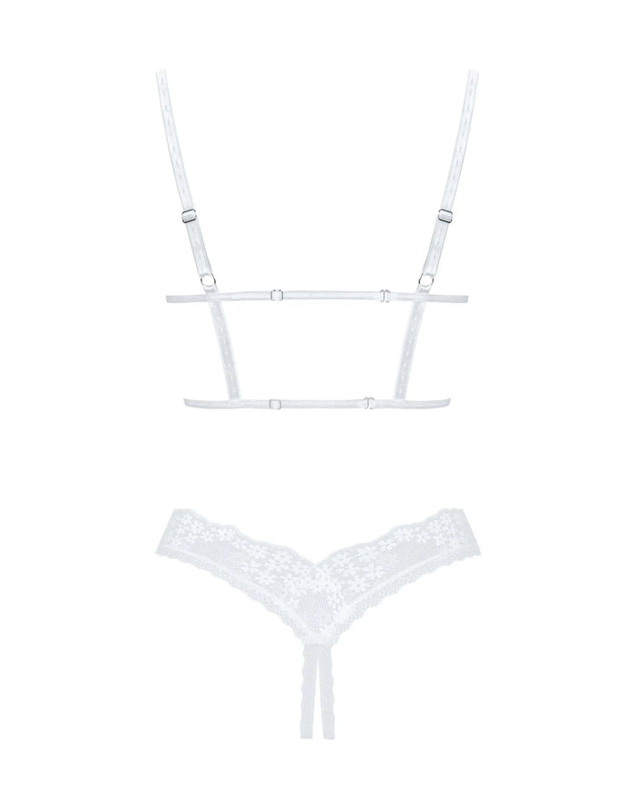 White Open Quarter Cup & Crotchless Bra Set - The Wedding Garter