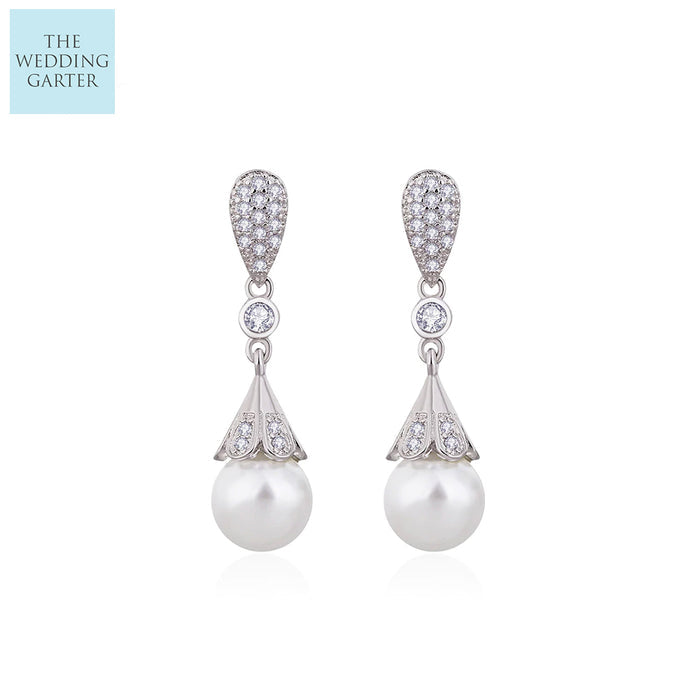 pearl drop earrings bridal