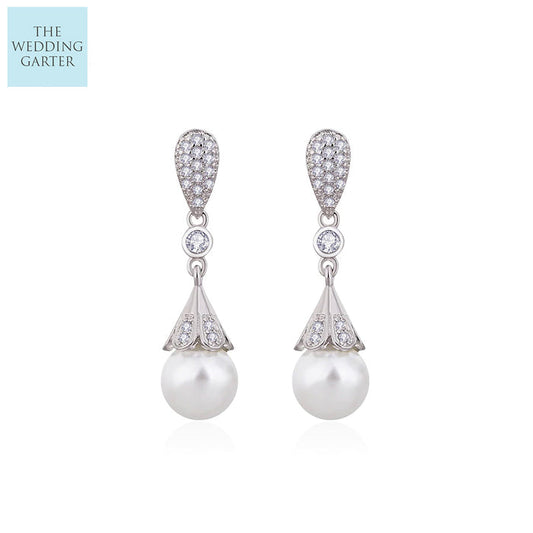 pearl drop earrings bridal