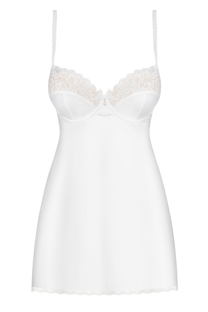 White Satin & Lace Bridal Underwire Chemise - The Wedding Garter
