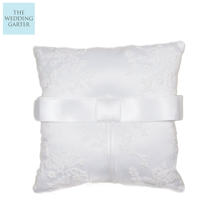 white wedding ring pillow